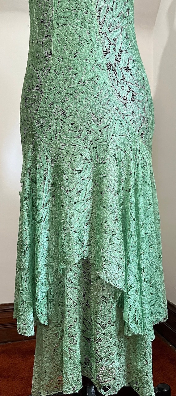 Sublime Sea Foam Green Late 1920s Lace Gown