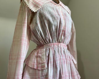 Edwardian Pink and white Plaid Dress