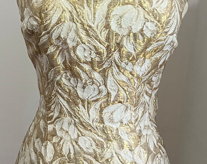 Vintage 1950s Green Brocade Wiggle Dress and Wrap