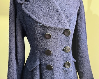コート [SHOPPERMADE] Ash Gray Check Wool Long Duffle Coat Vintage Check Wool Duffle Coat Blue 2XL - Etsy