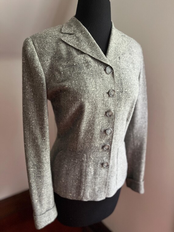 Sharp Grey Tweed 40s Jacket - image 3