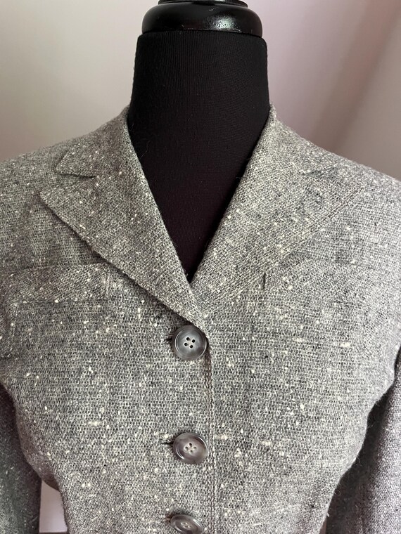 Sharp Grey Tweed 40s Jacket - image 8