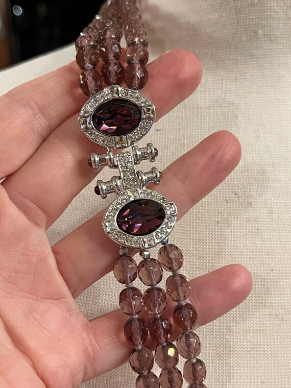 Boucles D'Oreilles Vintage Nolan Miller - 3 Coeurs Strass En Cascade - Clip Argenté