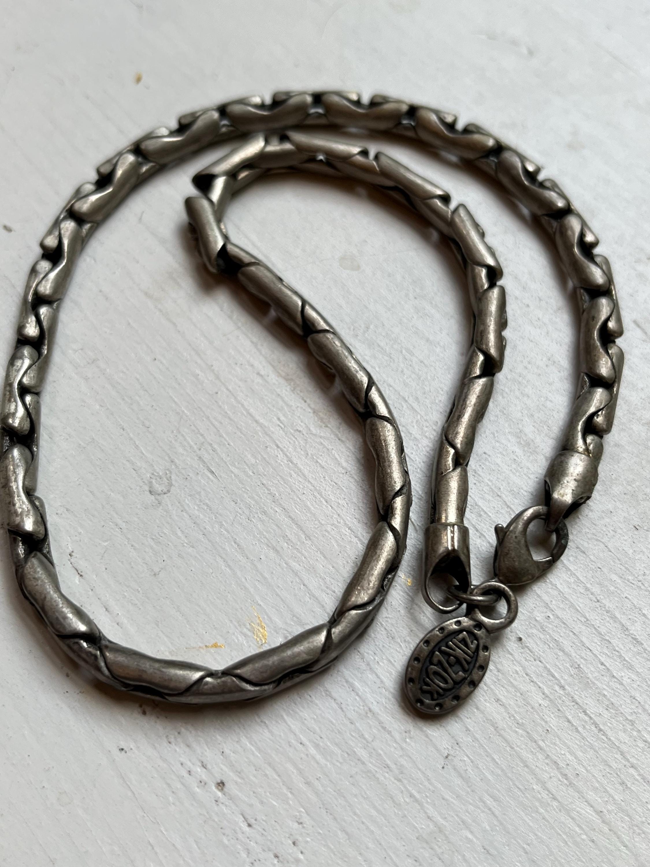 Vintage Zik Zok Pewter Snake Chain Necklace 18” Hangtag Unique