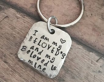 I Am My Beloved's and My Beloved Is Mine Key Ring, Beloved Keychain, Song of Solomon, Bible Verse Key Ring, Marriage Key Ring, Wedding Gift