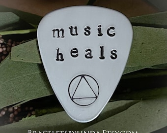 Guitar Pick, Recovery Gifts, Music Heals, Custom Guitar Pick, Sobriety Gift, Personalized Guitar Pick, Addiction, Musician Gift, Sober Gift