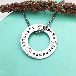 Sobriety Gift, Serenity Courage Wisdom, Recovery Jewelry, Recovery Gifts, Sobriety Necklace, Addiction Recovery Gift, Sober Gift, AA Jewelry