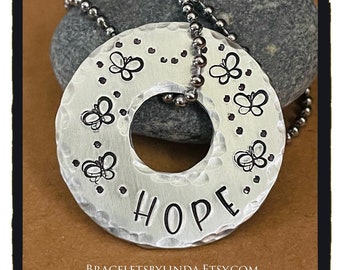 Hope Necklace, Butterflies Necklace, Butterfly Jewelry, Inspirational Jewelry, Recovery Gift, Faith, Hopefulness, Dream, Inspire, Believe