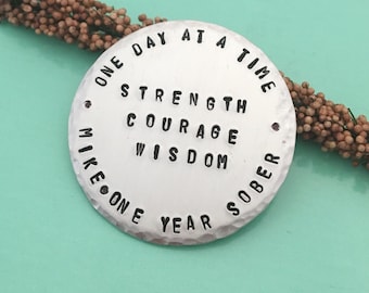 Medallón de sobriedad, Llavero de sobriedad, Llavero de sobriedad personalizado, Moneda de sobriedad, Regalo de aniversario de sobriedad, Regalo de recuperación, AA, NA 12 pasos