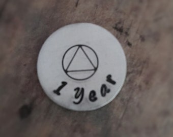 Sobriety Medallion, Personalized Pocket Token, Addiction Recovery Token, Sobriety Coin, AA Coin, AA Anniversary Gift, Recovery Medallion