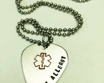 Medical Necklace, Guitar Pick Medical Alert Necklace, Medical Alert Jewelry, Diabetic Necklace, Allergy Necklace, Pacemaker Necklace, EMT