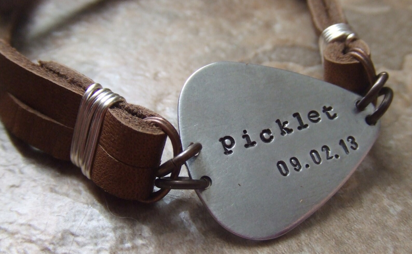 Guitar Pick Bracelet Personalized Bracelet Leather Bracelet Etsy