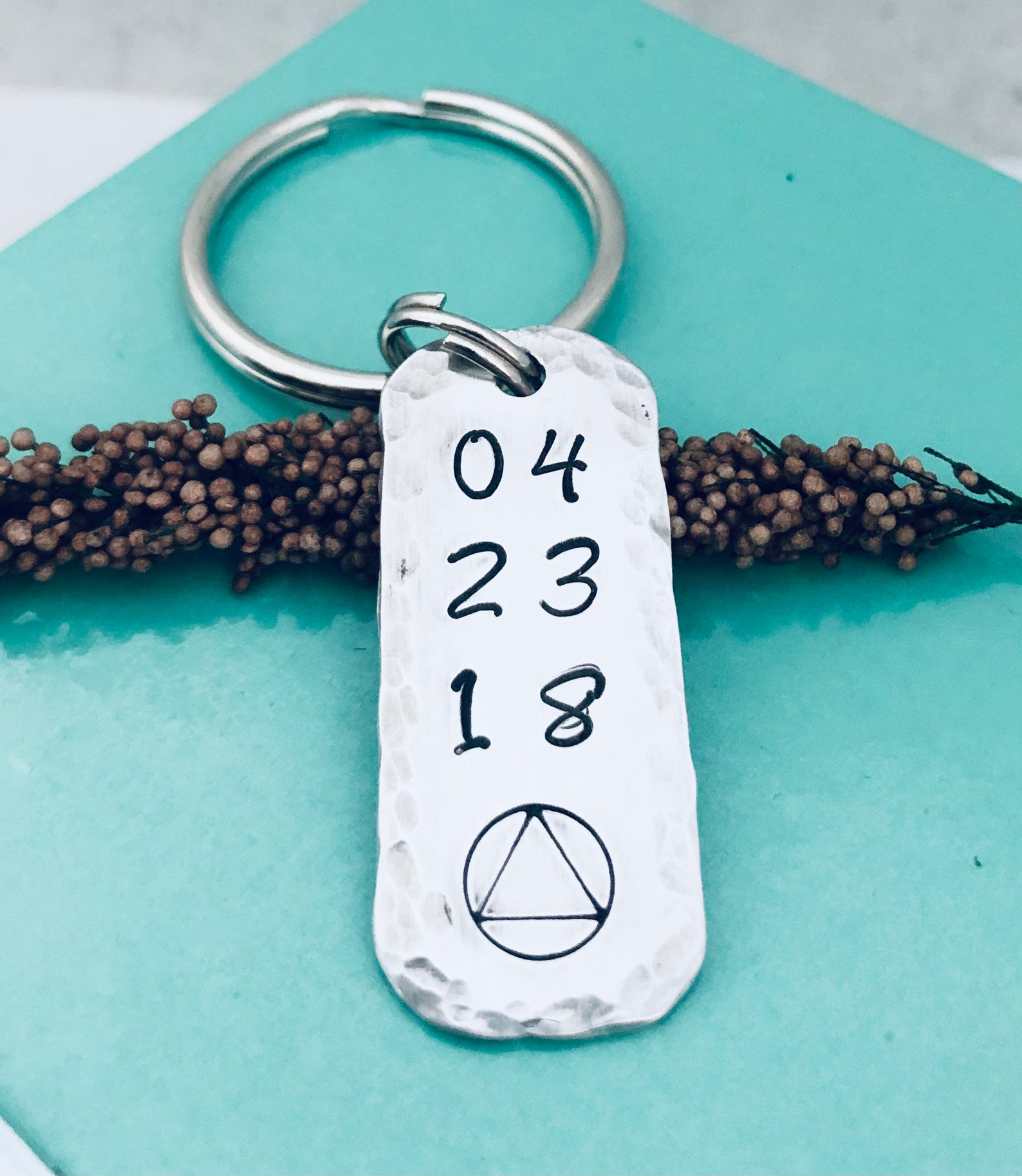 Sobriety Key Ring, AA Symbol, Recovery Key Ring, Sobriety Anniversary ...