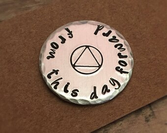 From This Day Forward, AA Coin, Recovery Medallion, Sobriety Gift, Recovery Gifts, One Day at a Time, Sobriety Medallion, Personalized Token