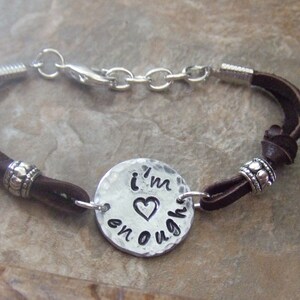 I'm Enough Bracelet, Enough Bracelet, Leather Bracelet, Inspirational Bracelet, Recovery ...