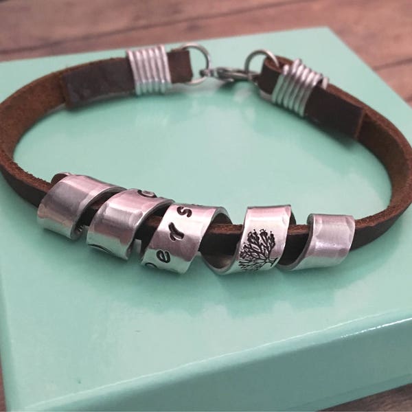 Scroll Bracelet, Spiral Message, Custom Personalized Leather Bracelet, Hidden Message Bracelet, Secret Message Bracelet, Gift for Him Her