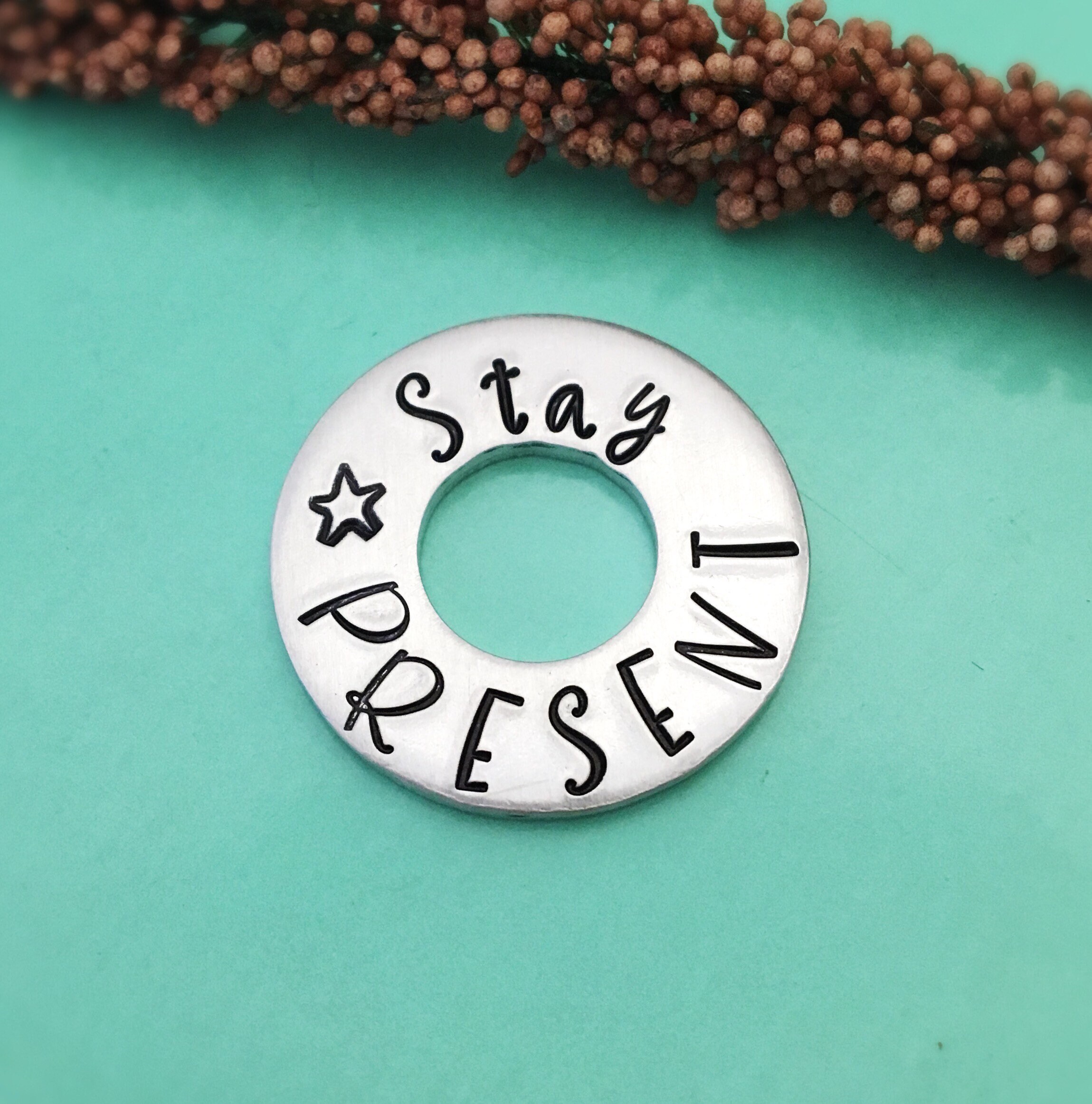 Stay Present Pocket Token Mindfulness Meditation Meditate Etsy