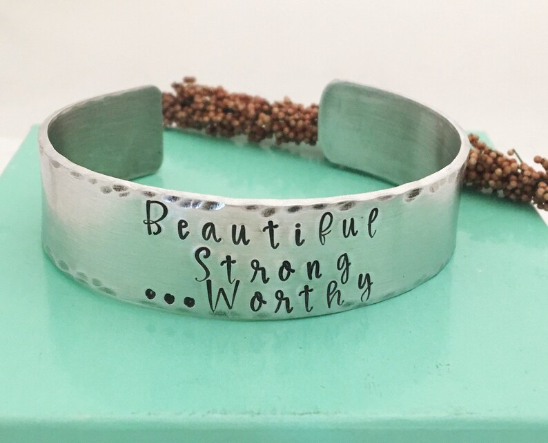 Beautiful Strong and Worthy Bracelet Affirmation Bracelet - Etsy