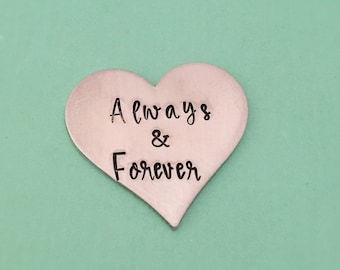 Always & Forever, Love Token, Heart Token, Anniversary Gift, Pocket Token, Groom Gift, Bride Gift, Personalized Pocket Coin, Engagement Gift