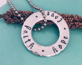 Faith Hope Love Necklace, 1 Corinthians 13, Faith, Hope, Love, Inspirational, Motivational Necklace, Positive Message, Overcomer, Gift Ideas