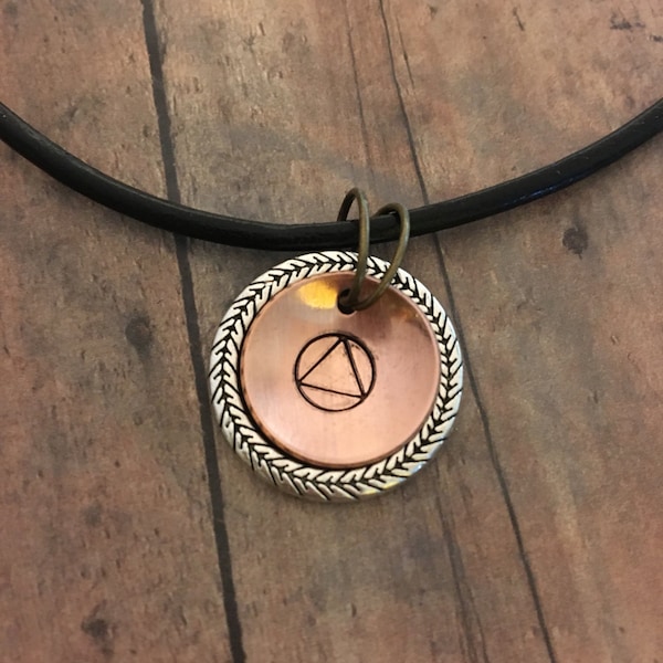 Sobriety Necklace - Recovery Jewelry - Handstamped Copper Necklace - 12 Step Necklace - AA Necklace - Recovery Necklace - Addiction Recovery