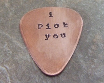Personalized Guitar Pick - Handstamped Guitar Pick - Custom Guitar Pick - Stamped Plectrum - Musician Gift - Guitarist - Metal Guitar Pick