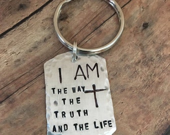 Scripture Necklace, Scripture Key Ring, Cross Necklace, Bible Verse Necklace, Dog Tag Necklace, Cross Keychain, Confirmation Baptism Gift