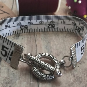 Measuring Tape Cuff Bracelet, Weight Loss Bracelet, Sewing Gift, Seamstress Gift, Tape Measure Bracelet, Repurposed Measuring Tape Bracelet