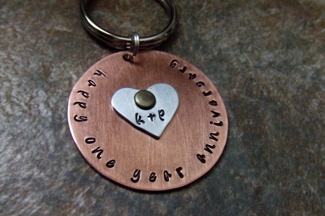 Heart Key Ring Anniversary Gift Personalized Key Ring Etsy
