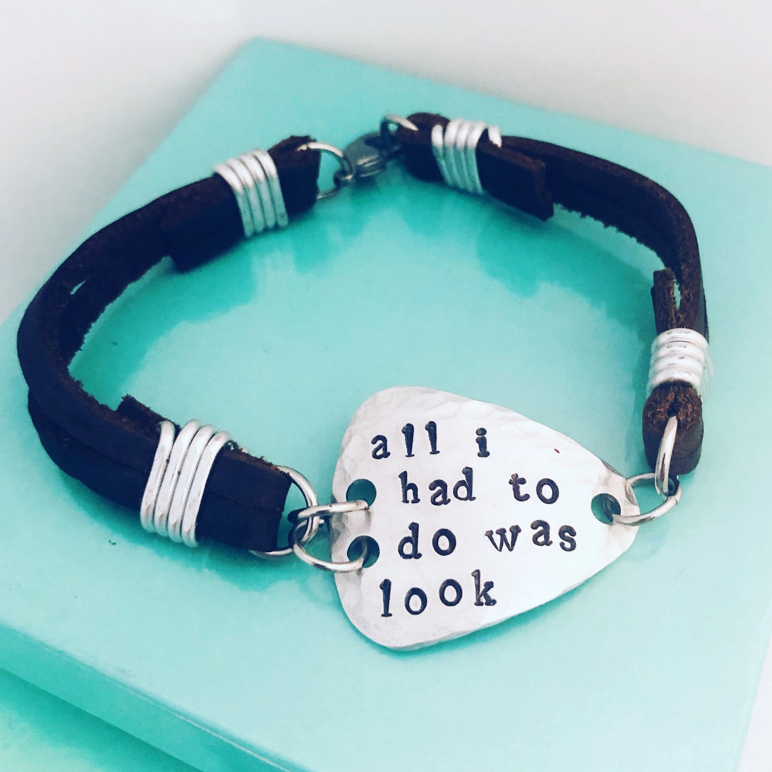 Guitar Pick Bracelet Personalized Bracelet Leather Bracelet Etsy