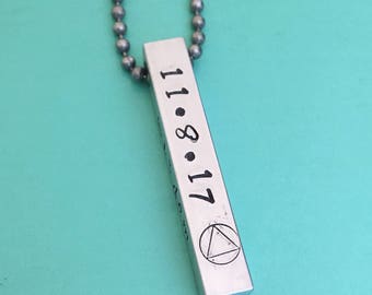 Colar de sobriedade, colar de serenidade, colar de recuperação, colar AA, colar sóbrio, presente de sobriedade, presente de recuperação, presente de recuperação de vícios