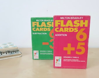 Vintage Addition and Subtraction Flash Cards Boxed Sets - Milton Bradley
