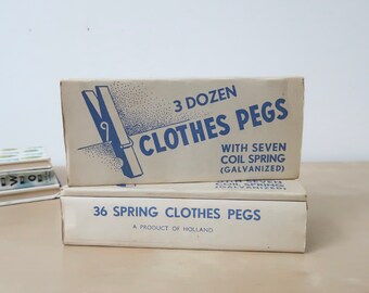 Vintage Clothes Pins Original Packaging - Made in Holland