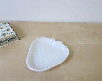 Vintage Hazel Atlas Milk Glass Strawberry Dish