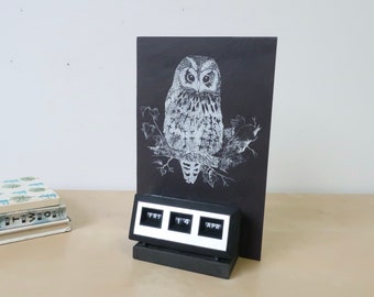 Vintage Slate Owl Perpetual Calendar