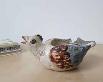 Vintage Napcoware Painted Ceramic Stoneware Hanging Bird Planter - Japan
