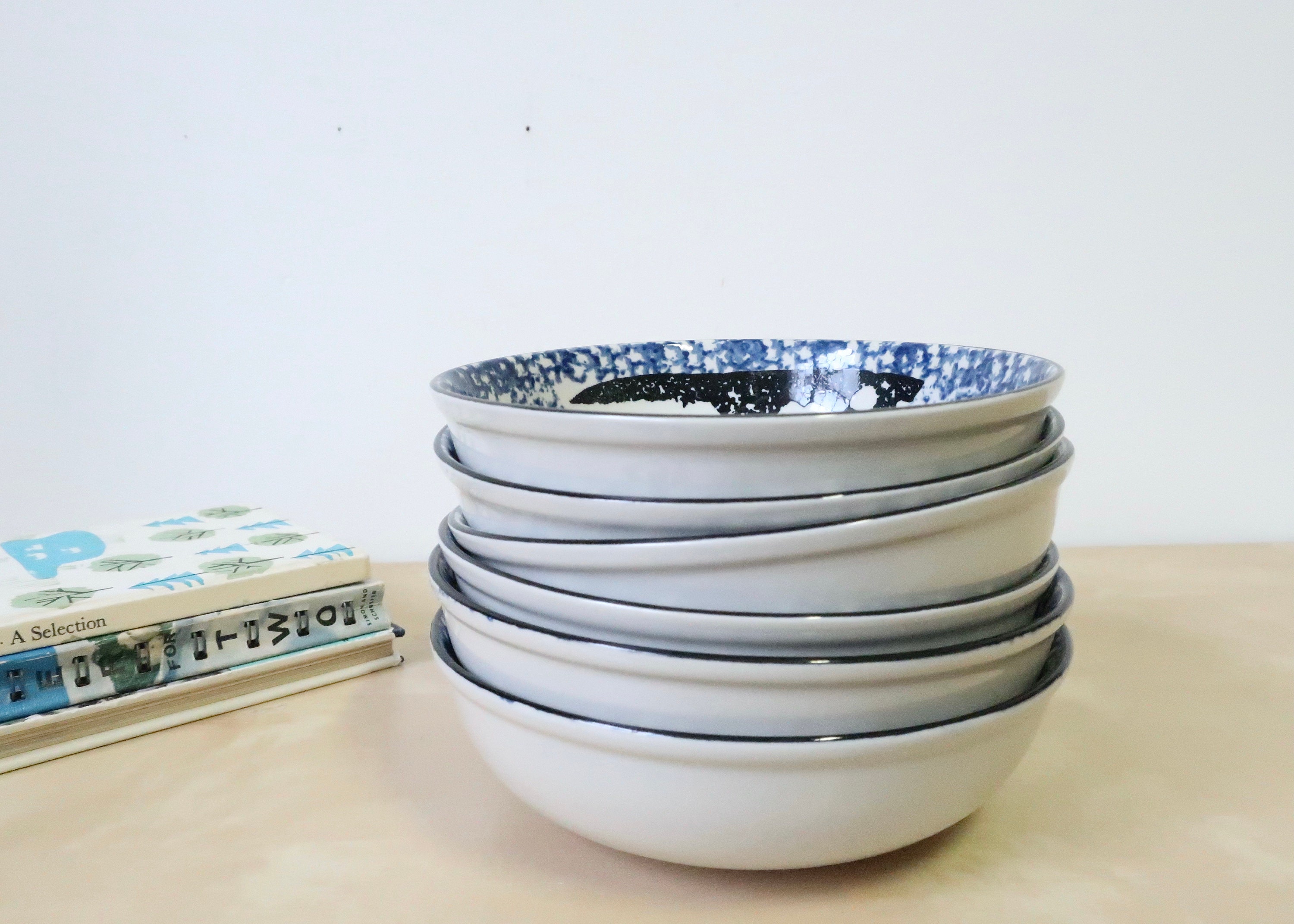 Vintage Tienshan Stoneware Folk Craft Wolf Bowls Set of 6 Etsy