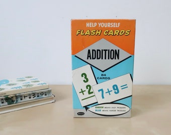 Vintage Help Yourself Addition Flash Cards - Conjunto en caja Whitman Publishing 1959
