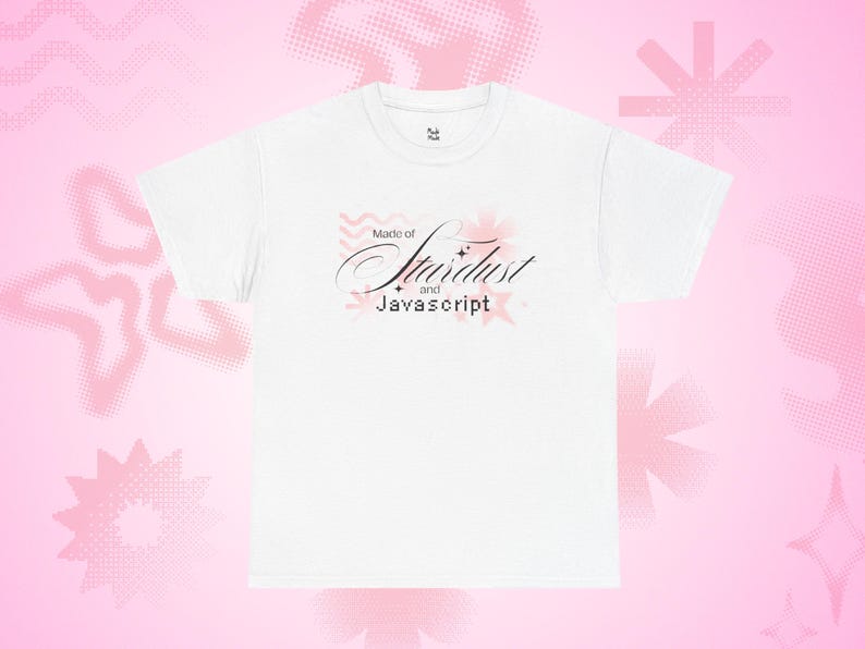 Stardust und Jacabox T-Shirt, Cyber Y2K Tech Vibes, Frauen in Computer Science Shirt, Unisex aus schwerer Baumwolle T-Shirt, süßes Programmierer Zitat Top Bild 1