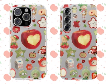 Étuis flexibles Juminocore Trinketcore sur le thème de la pomme rouge et verte pour iPhone et Samsung, Sonny Angels Calico Critters, Cute Knick