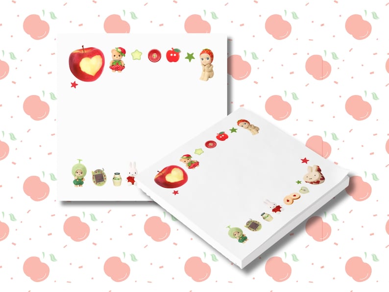 Blocs-notes Post-it® Esthétique Juminocore et bibelots pomme rouge, articles en papier Art mignon gourmette macarons Objets de collection image 1