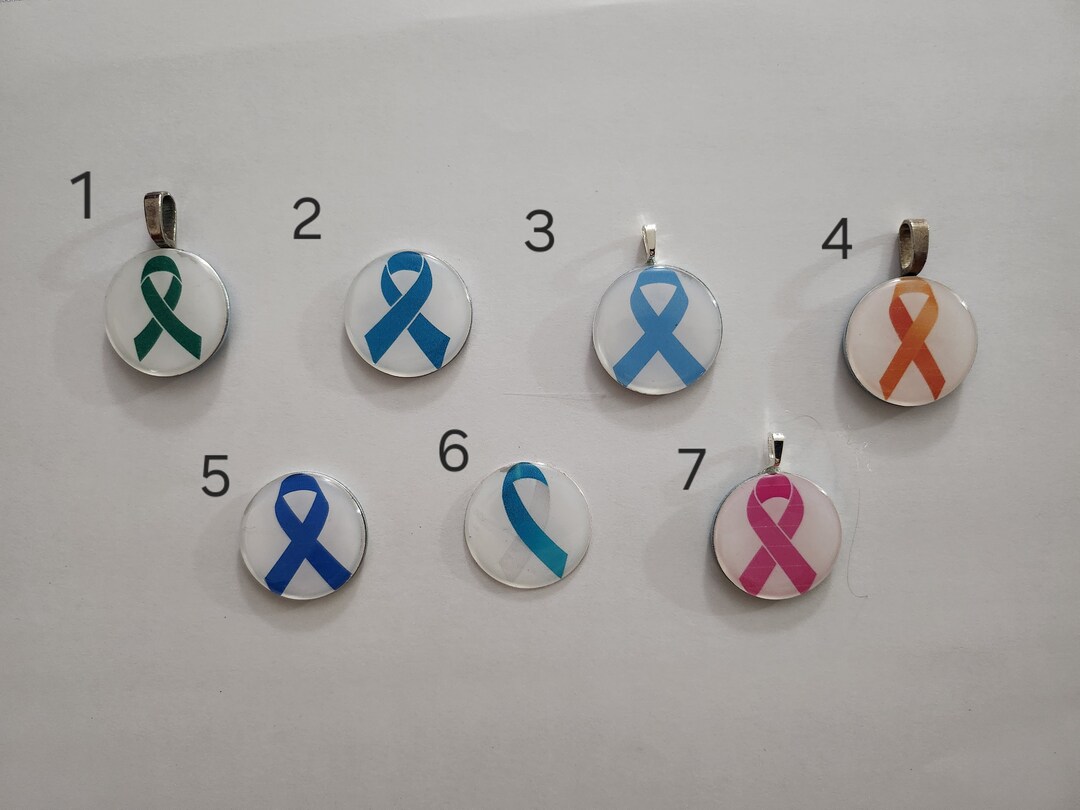 Cancer Ribbon Pendant - Etsy