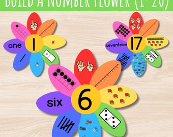 Number Sense Flower Activity 1–20 – Preschool Math Center Printable (Digital Download)