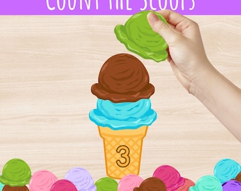 Count the Scoops Ice Cream Counting Activity | Numbers 0–20 Math Center
