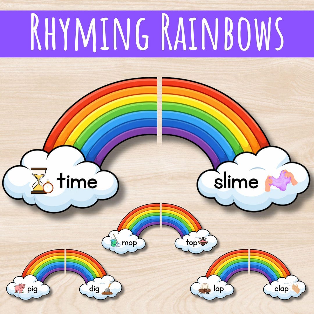 Rhyming Rainbows Printable | Rhyming Words Matching Game | Phonics ...