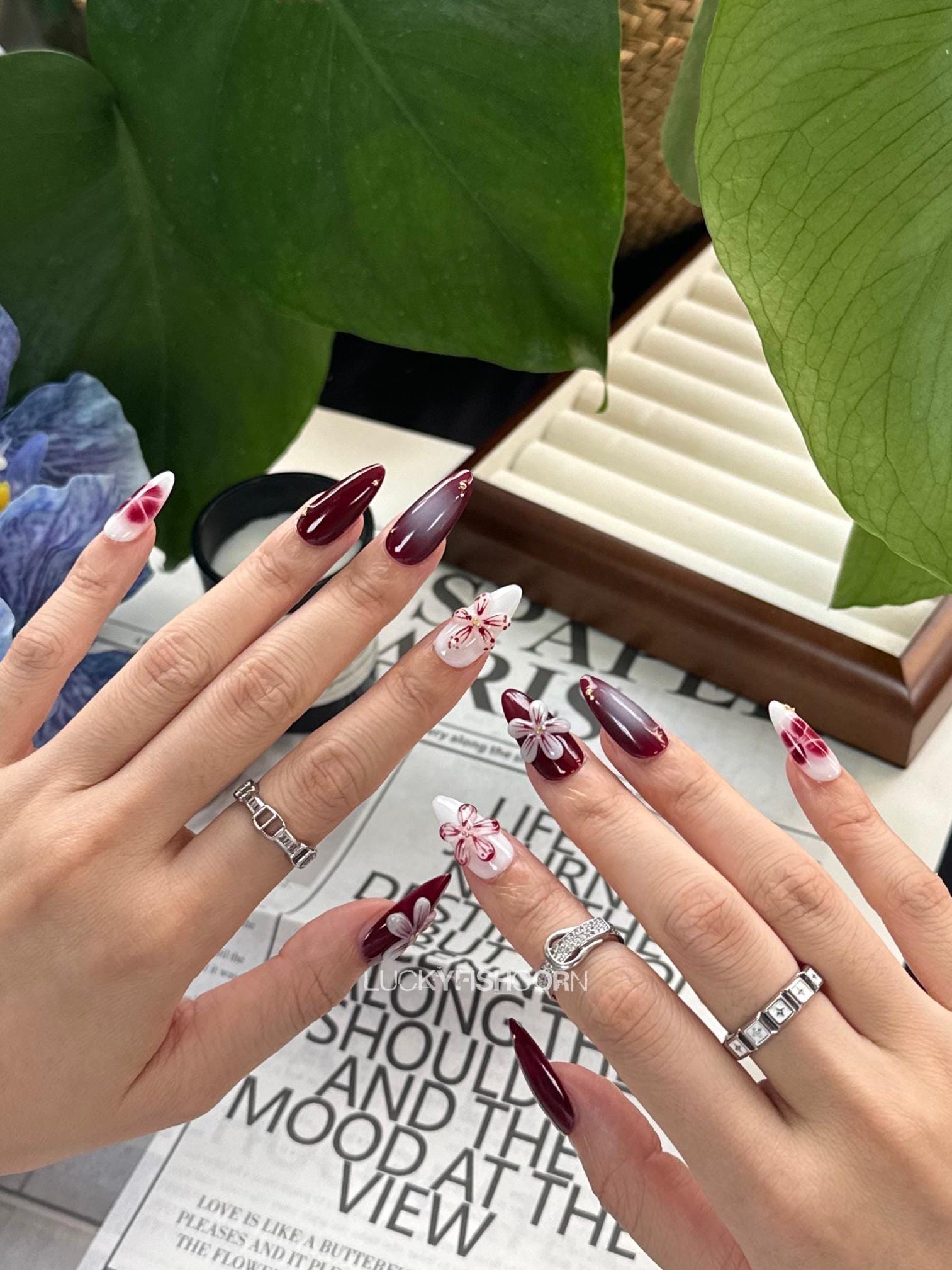Mulberry Fall Press on Nails Short Almond Nails/3d Floral Nails/flower  Nails/fall Nails/claret Nails/autumn Elegant Nails/birthday Nails - Etsy  Israel, image size:1513x2017