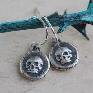 skull earrings tiny skull wax seal earrings memento mori wax seal jewelry image 1
