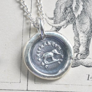 elephant necklace - elephant wax seal necklace pendant ... believe in yourself - inspirational gift - sterling silver wax seal jewelry