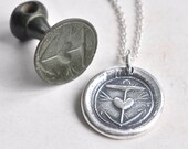 anchor and heart wax seal necklace pendant hope in you - 18th century revolutionary war era silver wax seal jewelry