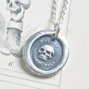 skull wax seal necklace - memento mori wax seal jewelry - remembrance jewelry